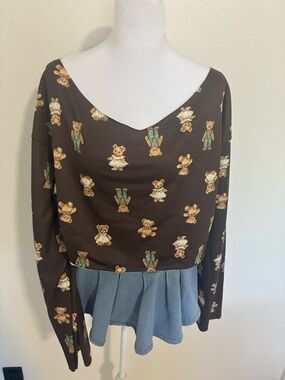 Chocolate brown teddy bear off shoulder long sleeve 🤎🐻